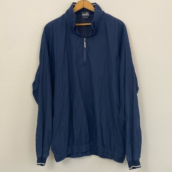 Ashworth Weather Systems Navy Half Zip Windbreaker Jacket with Pockets size XXL - Picture 1 of 7